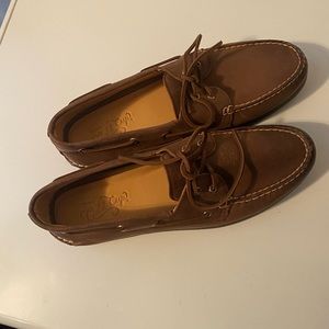 Authentic brown leather Sperry top sider size 14